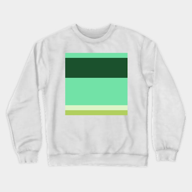 A fascinating layout of Salem, Medium Aquamarine, Tea Green, Cal Poly Pomona Green and June Bud stripes. Crewneck Sweatshirt by Sociable Stripes